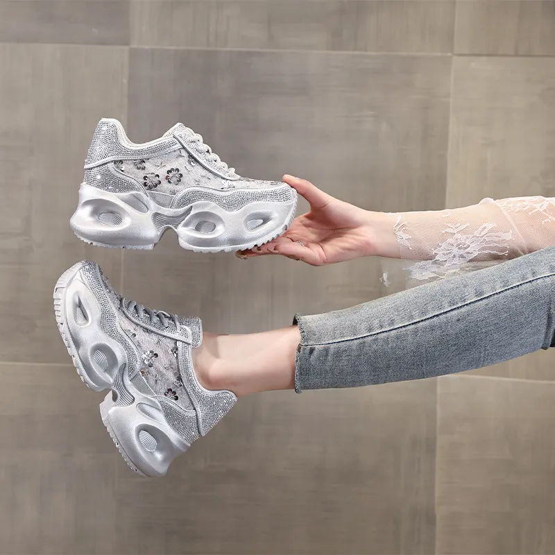 NRDROFFICIAL Cushioning Abrasion Resistant Lightweight Slip Resistant Low Top Chunky Sneakers Women's-7