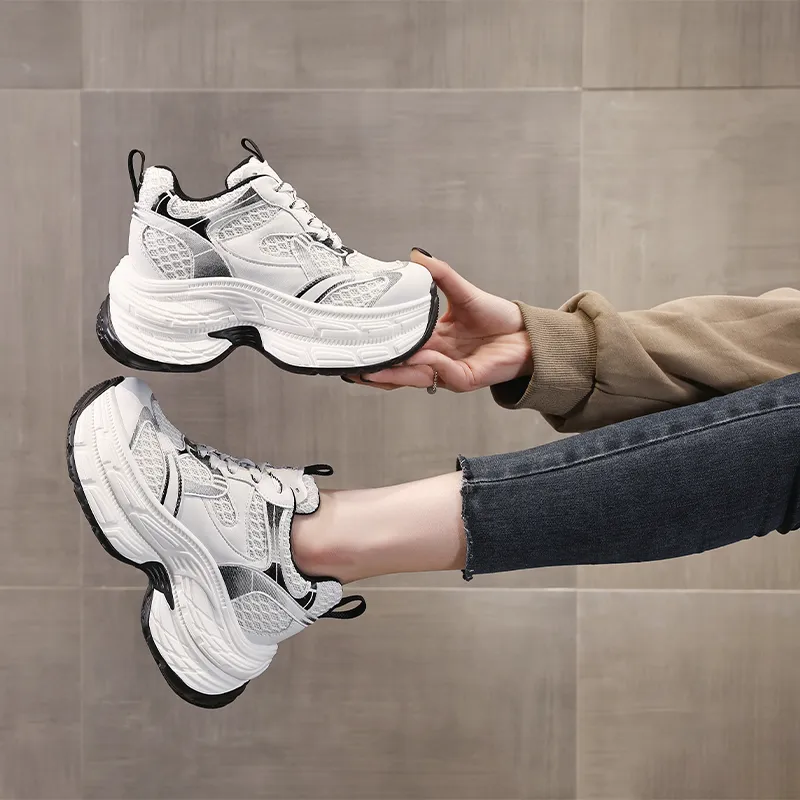 NRDROFFICIAL Anti-Slip And Wear-Resistant Height Increasing Low-Top Chunky Sneakers Women's-1