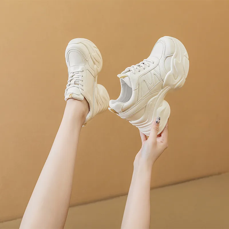NRDROFFICIAL Cushioned Anti-Slip Wear-Resistant Breathable Moisture-Wicking Lightweight Low-Top Chunky Sneakers Women's-6