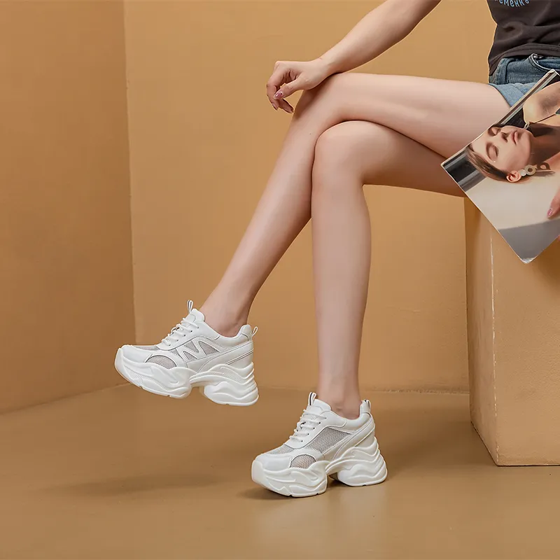 NRDROFFICIAL Cushioned Anti-Slip Wear-Resistant Breathable Moisture-Wicking Lightweight Low-Top Chunky Sneakers Women's-12