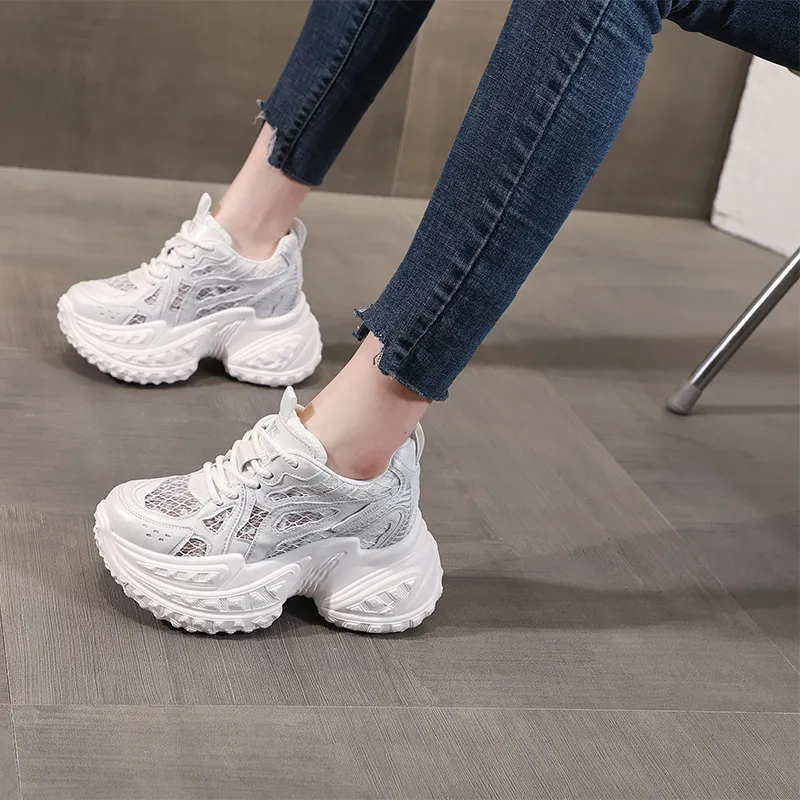 NRDROFFICIAL Cushioning Abrasion Resistant Lightweight Breathable Slip Resistant Low Top Chunky Sneakers Women's-5