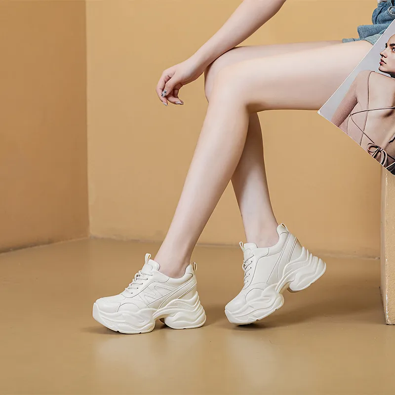 NRDROFFICIAL Cushioned Anti-Slip Wear-Resistant Breathable Moisture-Wicking Lightweight Low-Top Chunky Sneakers Women's-3