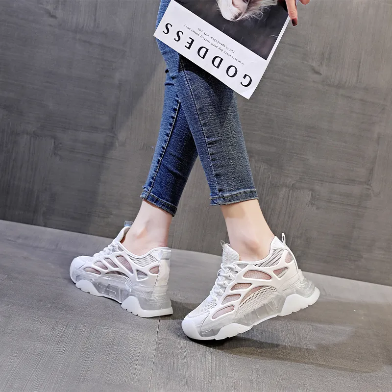 NRDROFFICIAL Cushioning Moisture Wicking Abrasion Resistant Lightweight Slip Resistant Low Top Chunky Sneakers Women's-5