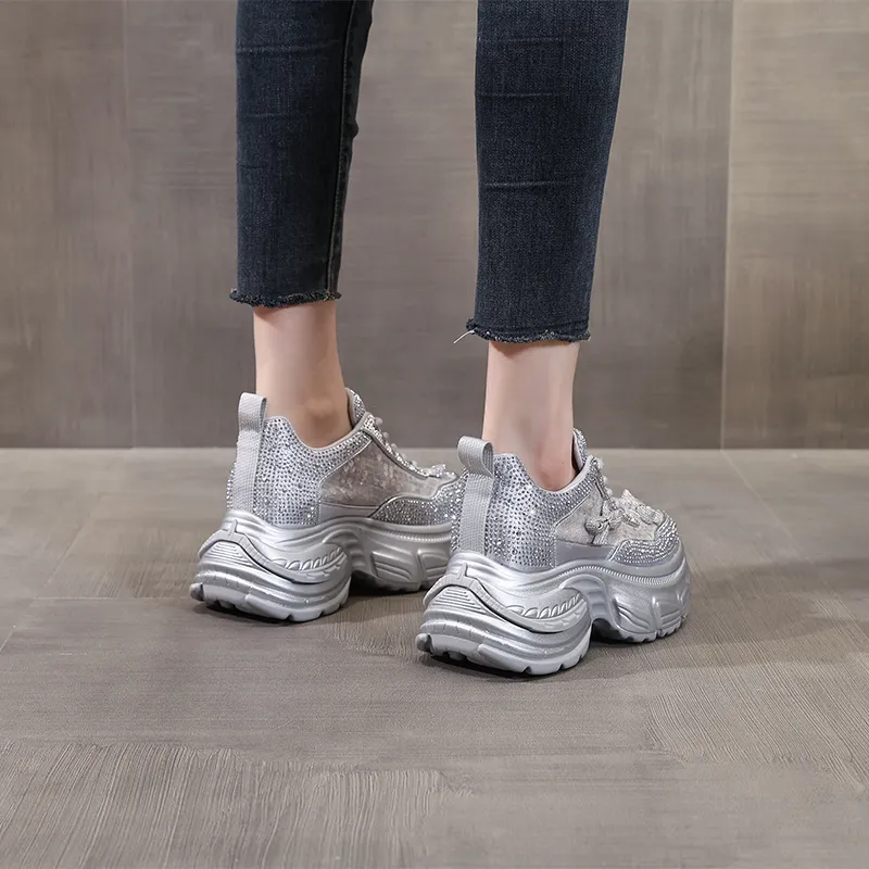 NRDROFFICIAL Slip Resistant, Abrasion Resistant, Lightweight Low Top Chunky Sneakers Women's-4