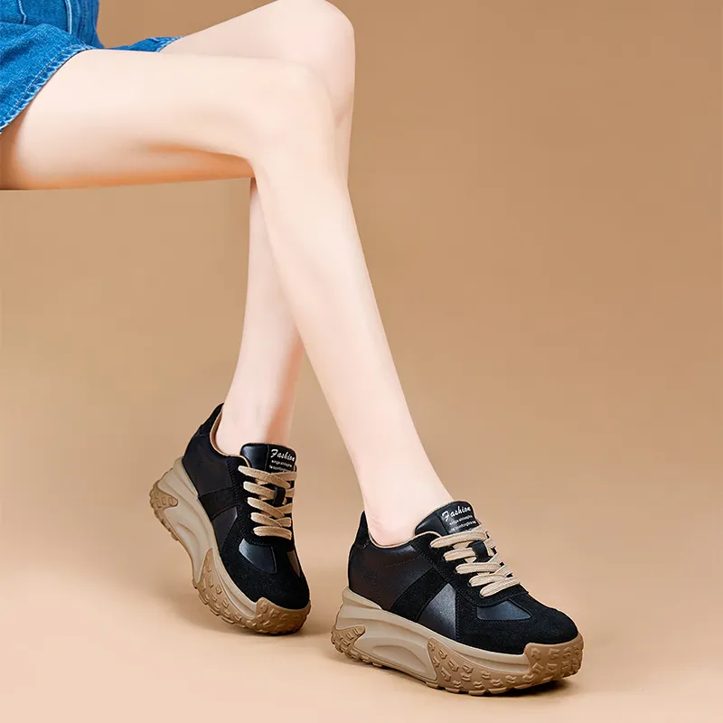 NRDROFFICIAL Chunky Sneakers Women's Low Top Red-2