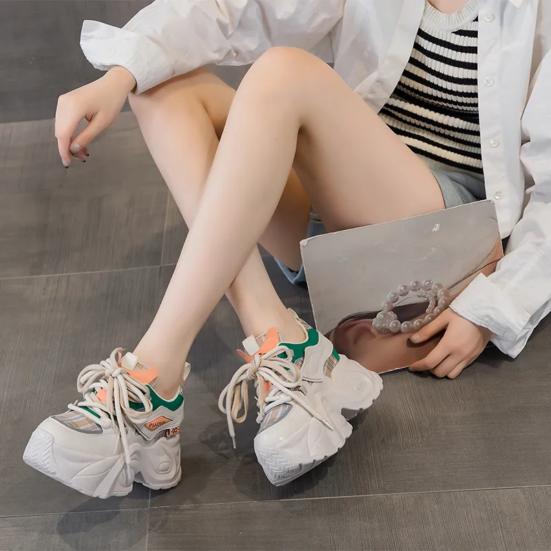NRDROFFICIAL Chunky Sneakers Women's Low Top Beige-8