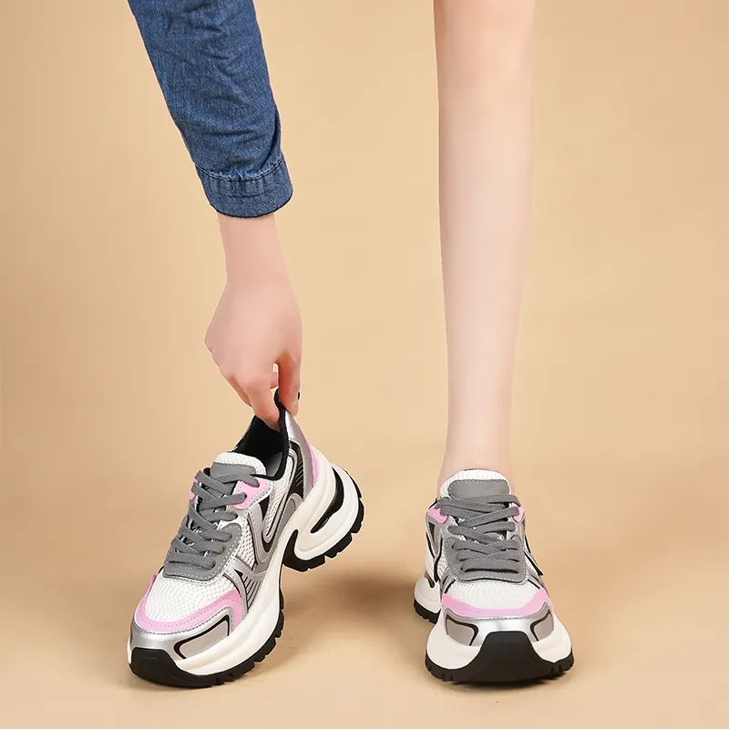 NRDROFFICIAL Height Increasing Breathable Low-Top Chunky Sneakers Women's-1
