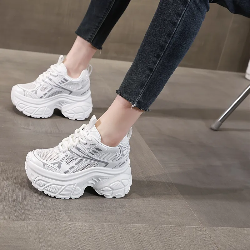 NRDROFFICIAL Cushioning Abrasion Resistant Lightweight Slip Resistant Low Top Chunky Sneakers Women's-4