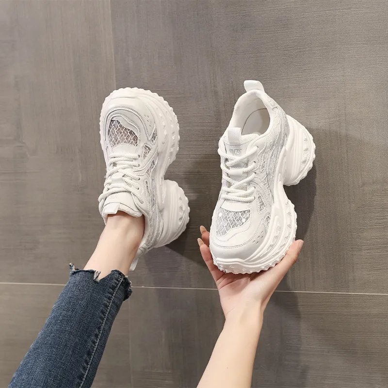 NRDROFFICIAL Cushioning Abrasion Resistant Lightweight Breathable Slip Resistant Low Top Chunky Sneakers Women's-2