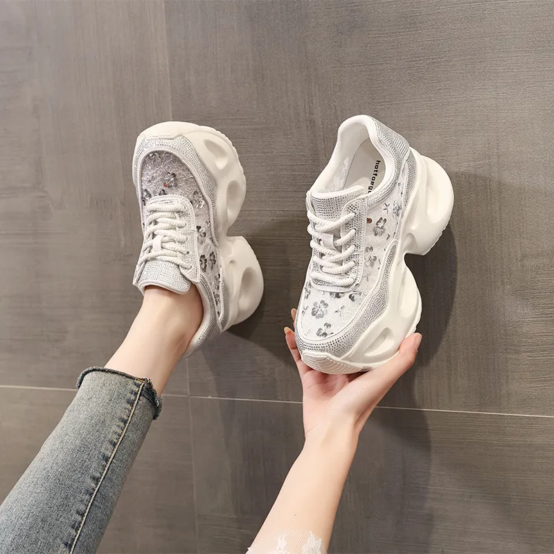 NRDROFFICIAL Cushioning Abrasion Resistant Lightweight Slip Resistant Low Top Chunky Sneakers Women's-2