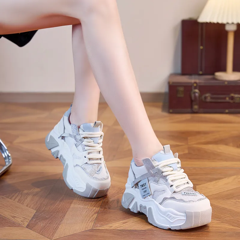 NRDROFFICIAL Balance Abrasion Resistant Lightweight Breathable Slip Resistant Low Top Chunky Sneakers Women's-2