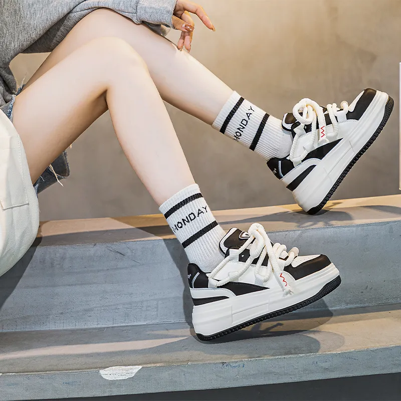 NRDROFFICIAL Skateboard Shoes Women's Low Top Black, White, Black-10