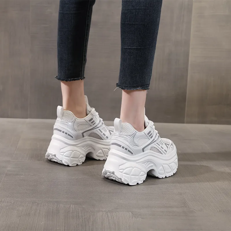 NRDROFFICIAL Cushioning Abrasion Resistant Lightweight Slip Resistant Low Top Chunky Sneakers Women's-3