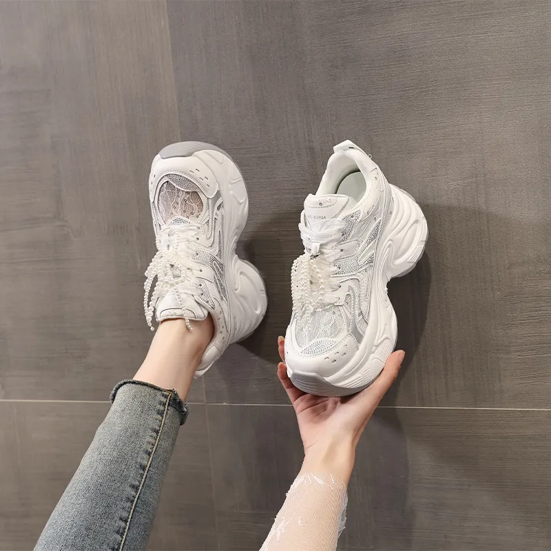 NRDROFFICIAL Cushioning Abrasion Resistant Lightweight Slip Resistant Low Top Chunky Sneakers Women's-2