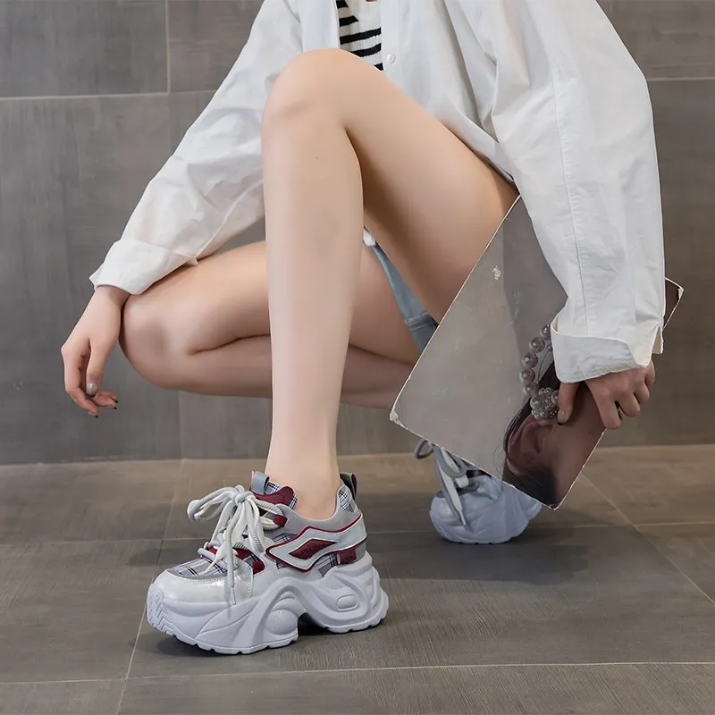 NRDROFFICIAL Chunky Sneakers Women's Low Top Beige-2