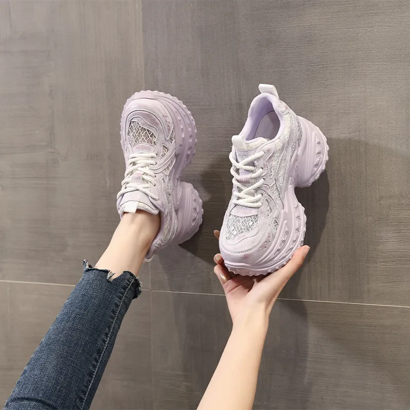 NRDROFFICIAL Cushioning Abrasion Resistant Lightweight Breathable Slip Resistant Low Top Chunky Sneakers Women's-8