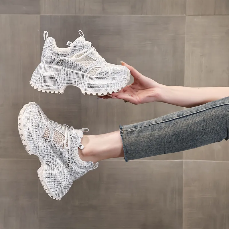 NRDROFFICIAL Cushioning Moisture Wicking Abrasion Resistant Lightweight Slip Resistant Low Top Chunky Sneakers Women's-1