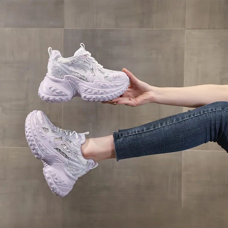 NRDROFFICIAL Cushioning Abrasion Resistant Lightweight Breathable Slip Resistant Low Top Chunky Sneakers Women's-7