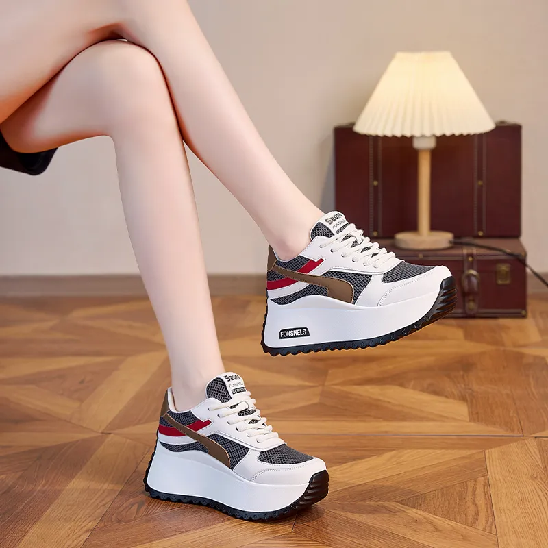 NRDROFFICIAL Cushioning Abrasion Resistant Lightweight Breathable Slip Resistant Low Top Chunky Sneakers Women's-8