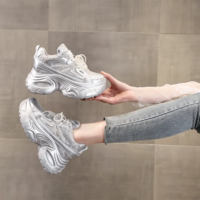 NRDROFFICIAL Cushioning Abrasion Resistant Lightweight Slip Resistant Low Top Chunky Sneakers Women's-7