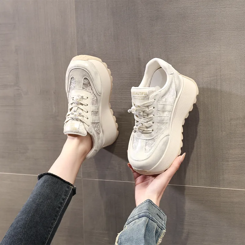 NRDROFFICIAL Cushioning Abrasion Resistant Breathable Low Top Chunky Sneakers Women's-8