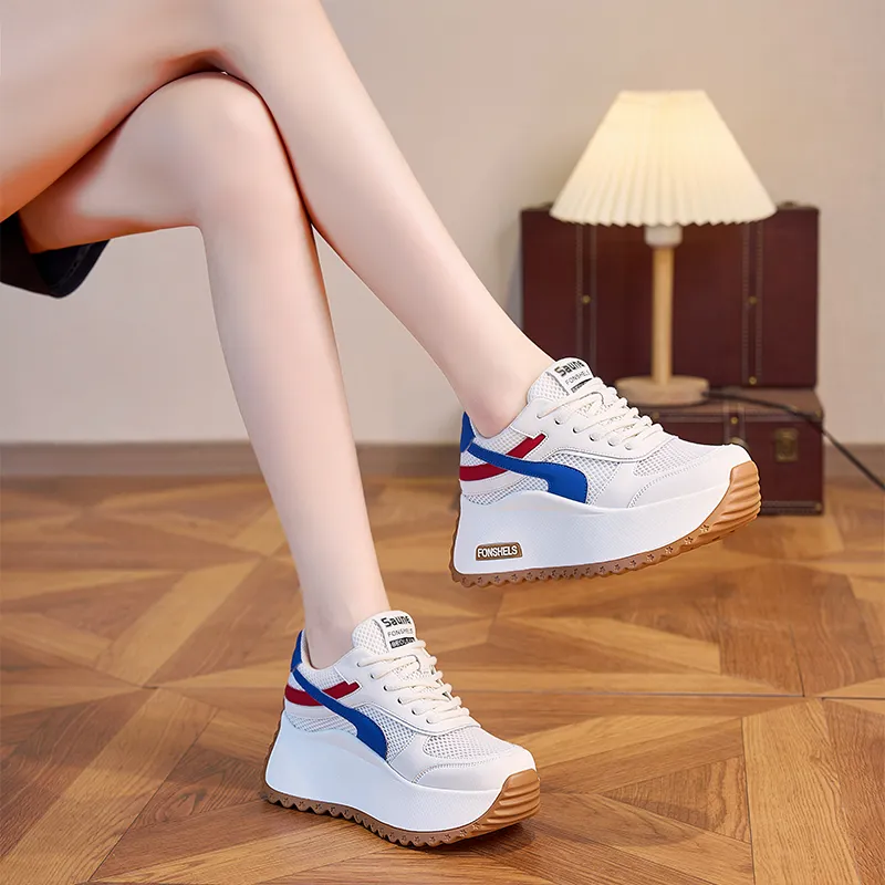 NRDROFFICIAL Cushioning Abrasion Resistant Lightweight Breathable Slip Resistant Low Top Chunky Sneakers Women's-4