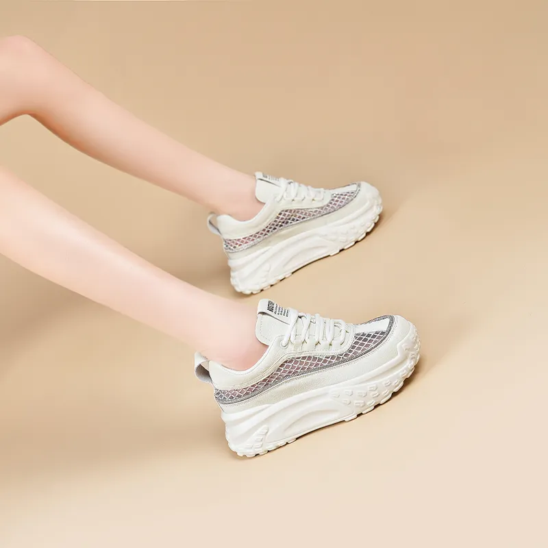 NRDROFFICIAL Abrasion Resistant Lightweight Slip Resistant Low Top Chunky Sneakers Women's-1