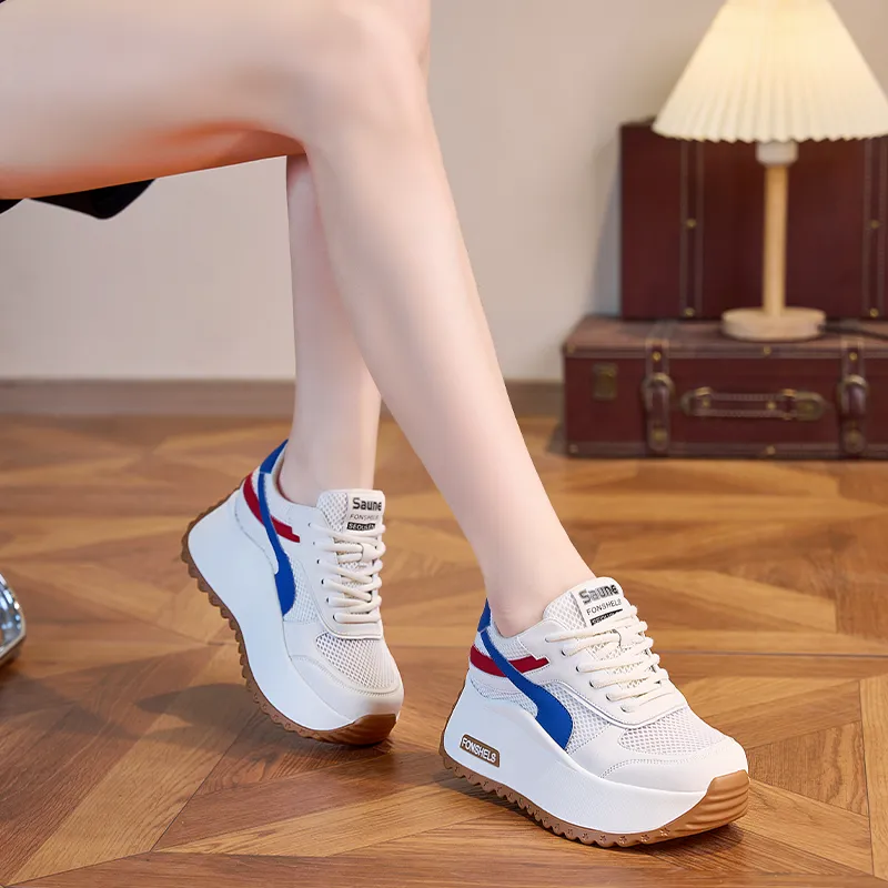NRDROFFICIAL Cushioning Abrasion Resistant Lightweight Breathable Slip Resistant Low Top Chunky Sneakers Women's-3