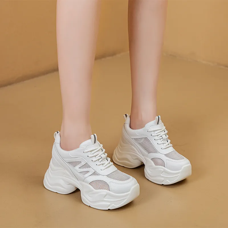 NRDROFFICIAL Cushioned Anti-Slip Wear-Resistant Breathable Moisture-Wicking Lightweight Low-Top Chunky Sneakers Women's-8