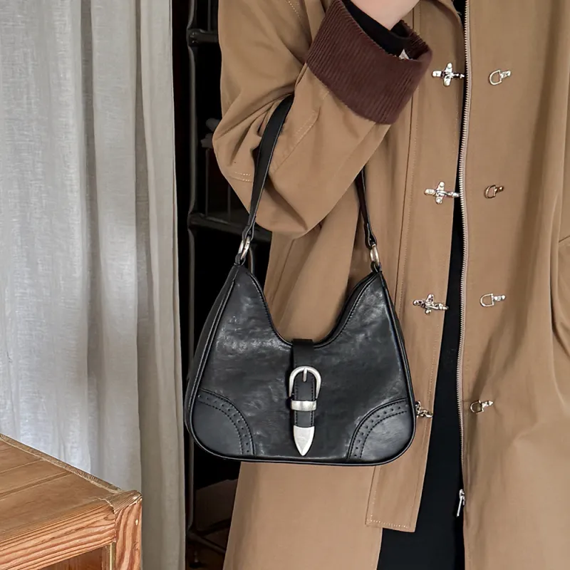 MICOCAH PU Handbag Shoulder Bag Crossbody Bag Shoulder Bag Regular Women's Tea Umber/Elegant Black-7