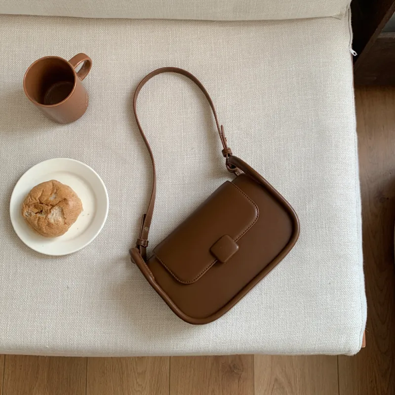 MICOCAH PU Shoulder Bag Regular Women's Brown/Quiet Black-3