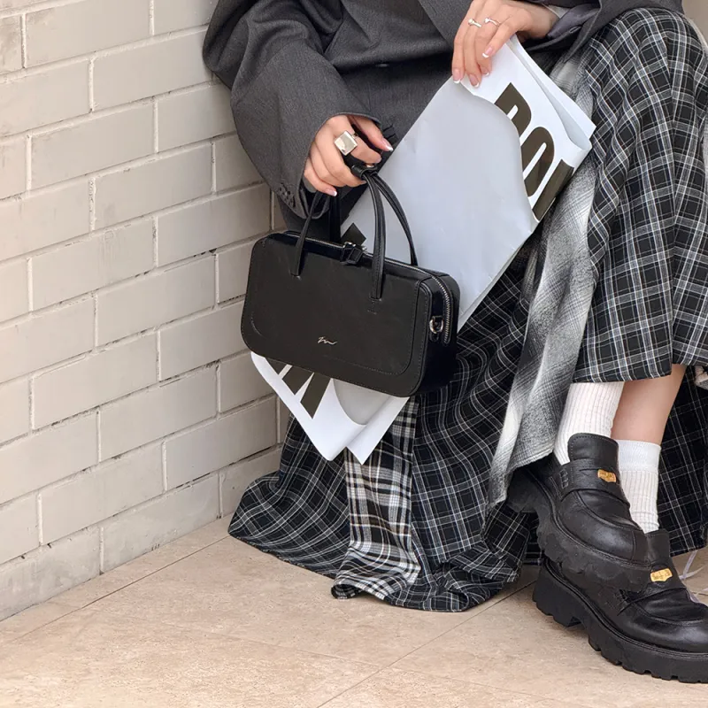 MICOCAH PU Shoulder Bag, Crossbody Bag, Handbag Women's Milk Apricot White/Vintage Black-9
