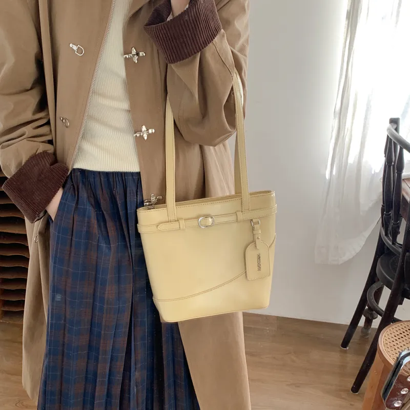 MICOCAH PU Tote Bag Shoulder Bag Regular Women's Warm Sun Yellow/Winter Twilight Black-2