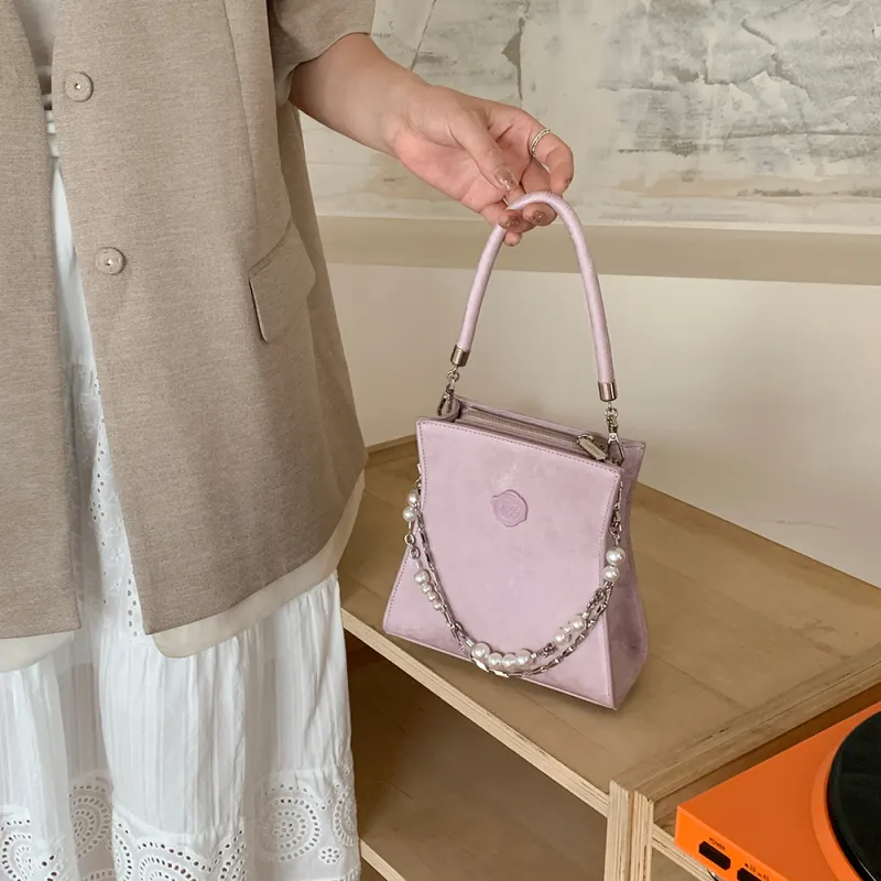 MICOCAH PU With Polyester And Cotton One Shoulder Handbag Women's Purple Gauze Pink/White Blossom Peach/Ink Black-2