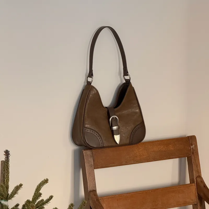 MICOCAH PU Handbag Shoulder Bag Crossbody Bag Shoulder Bag Regular Women's Tea Umber/Elegant Black-1