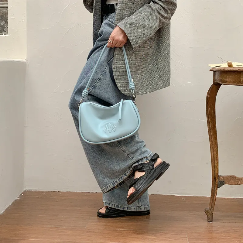 MICOCAH PU Shoulder Bag Regular Women's Crushed Ice Blue/Grain White/Elegant Black-2