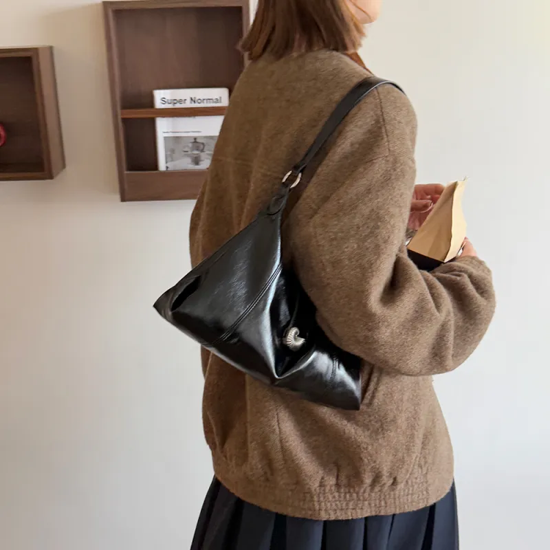 MICOCAH PU Shoulder Bag Women's Coconut Milk White/Chestnut Zongzi/Berry Black-11