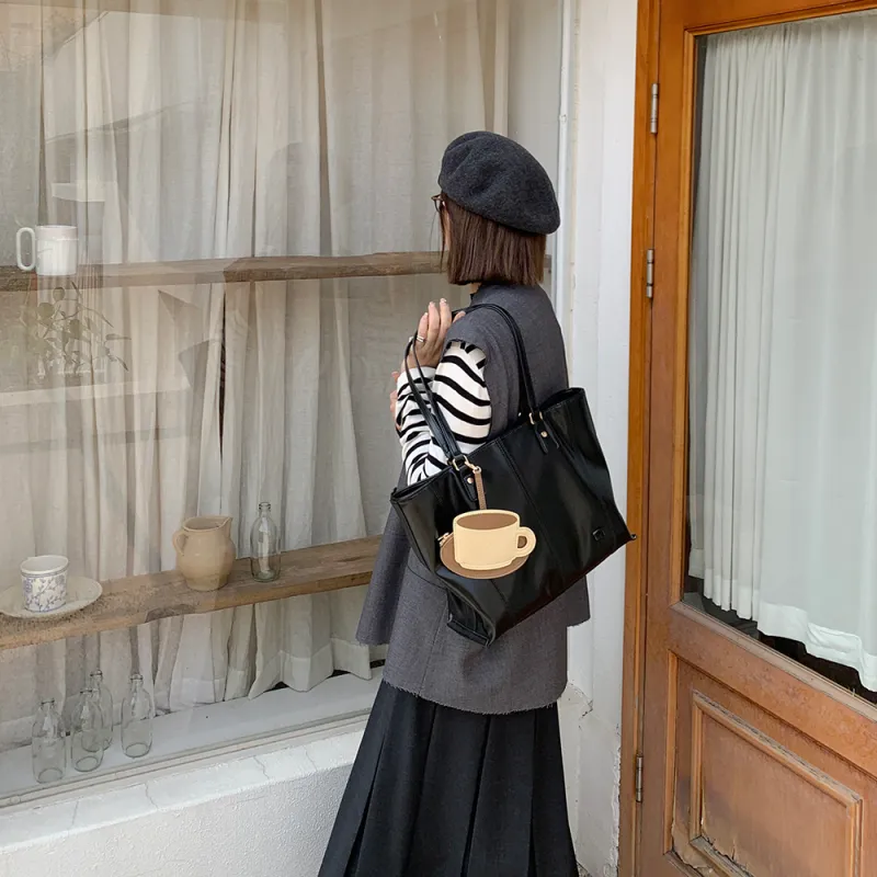 MICOCAH PU Tote Bag, Shopping Bag, Handbag, Shoulder Bag Women's-6