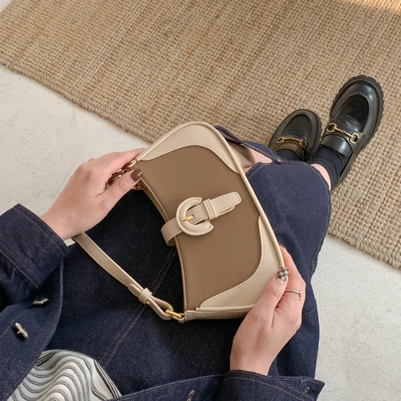 MICOCAH PU Shoulder Bag Regular Women's Thick Milk Latte/Double Cheeses-2