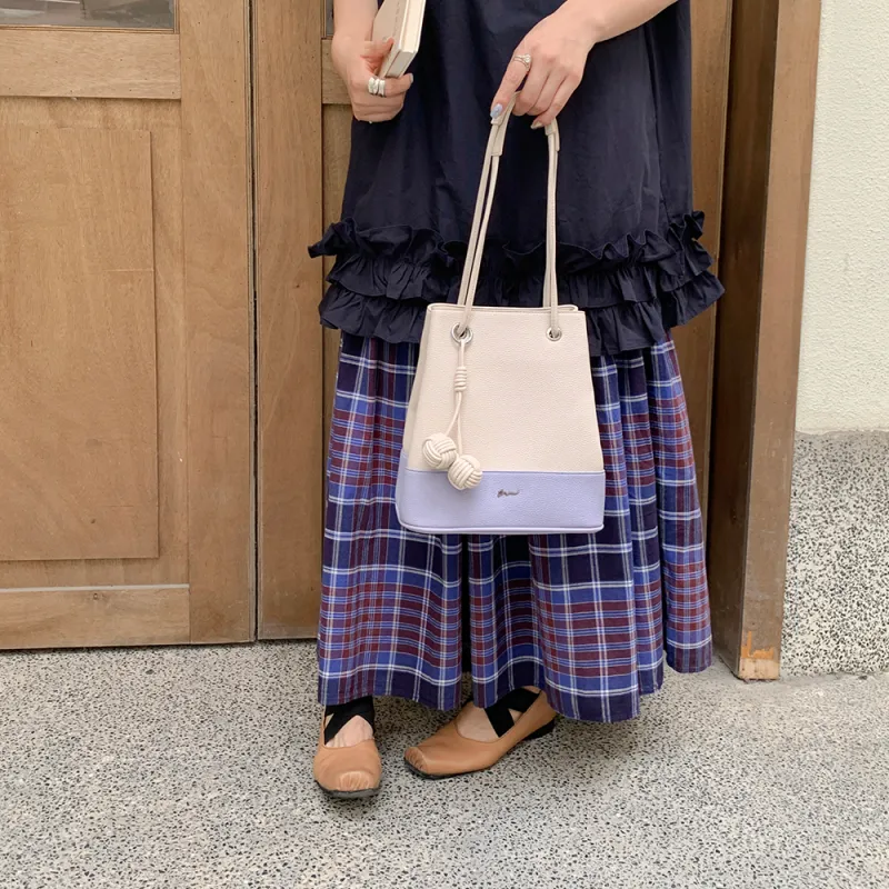 MICOCAH PU Bucket Bag, Portable Crossbody Bag, Shoulder Bag Women's Blue Coconut Jasmine/Milk Candies Cocoa-1