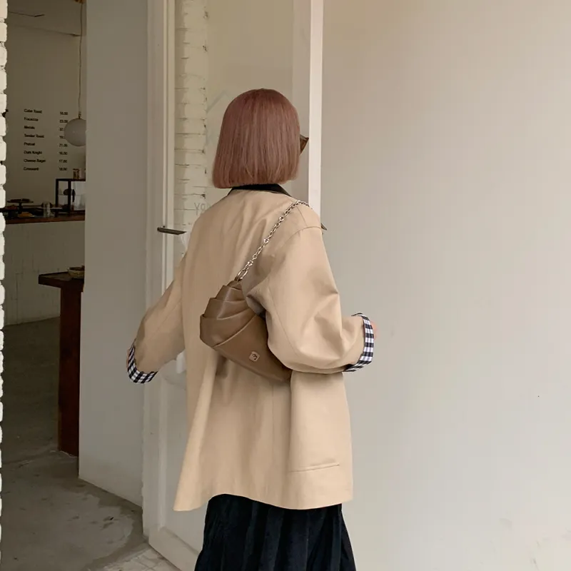 MICOCAH PU Croissant Bag, Shoulder Bag, Crossbody Bag, Handbag Women's Cream Chestnut Coffee/Boba White/Black Currant-1