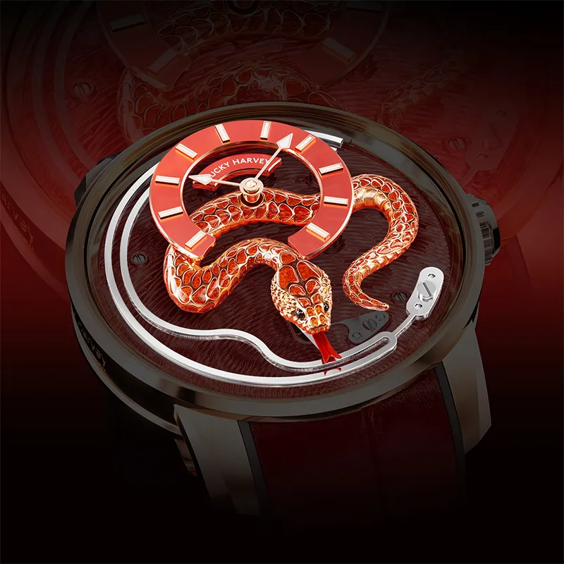 LUCKY HARVEY Craft Master Collection Automatic Mechanical Movement Cowhide Strap Men's Watches Gold Dial-9