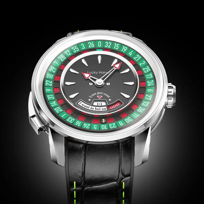 LUCKY HARVEY Player Series Mechanical Movement Rubber Strap Watch Men's Watches Green Dial-8