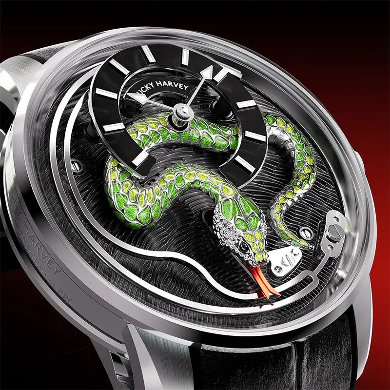 LUCKY HARVEY Craft Master Collection Automatic Mechanical Movement Cowhide Strap Men's Watches Gold Dial-1
