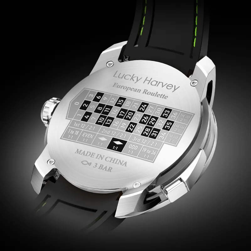 LUCKY HARVEY Player Series Mechanical Movement Rubber Strap Watch Men's Watches Green Dial-5