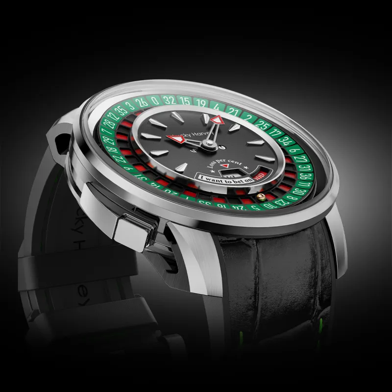 LUCKY HARVEY Player Series Mechanical Movement Rubber Strap Watch Men's Watches Green Dial-7