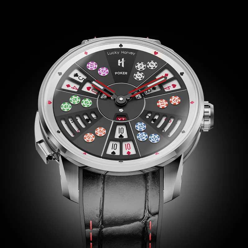 LUCKY HARVEY Player Series Mechanical Movement Rubber Strap Watch Men's Watches Black Dial-3