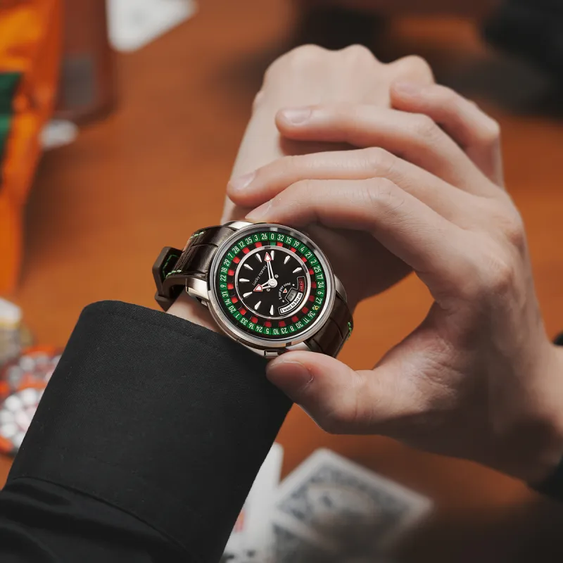 LUCKY HARVEY Player Series Mechanical Movement Rubber Strap Watch Men's Watches Green Dial-3