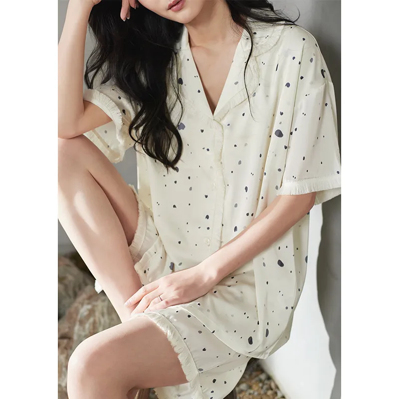 Dream Heart Pajama Set Women's White-1