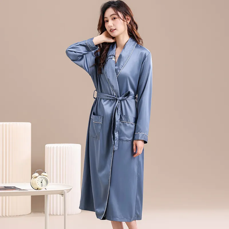 Maultiay Bath Robes Women's Blue-3